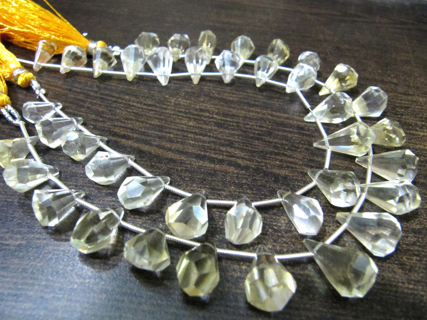 Natural Citrine Briolette Faceted Teardrop 6x10mm to 9x15mm Beads Sold per Strand 8 inches long Top Quality Beads