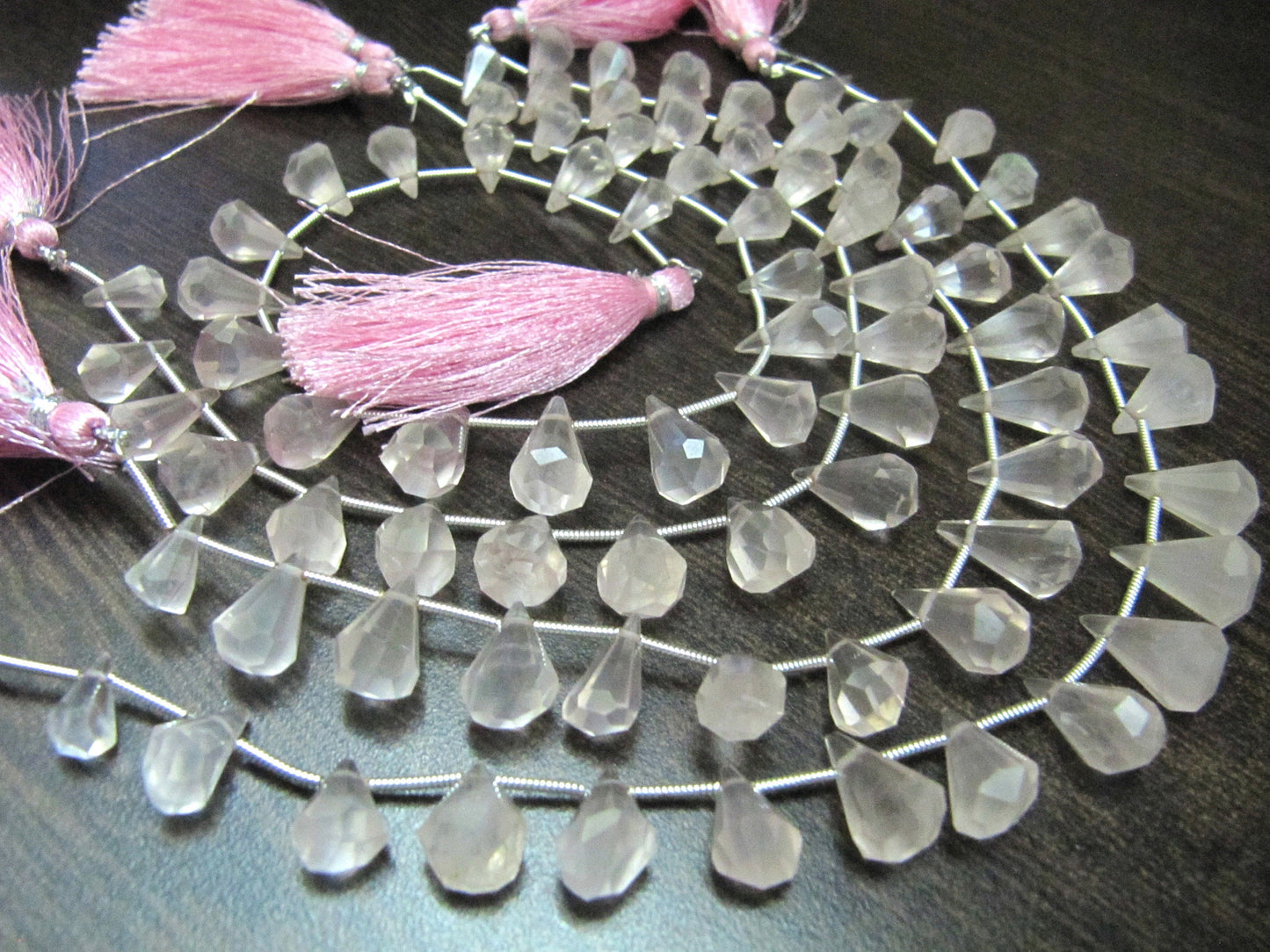 Natural Rose Quartz  Briolette Faceted Teardrop 6x10mm to 9x15mm Beads Sold per Strand 8 inches long Top Quality Beads