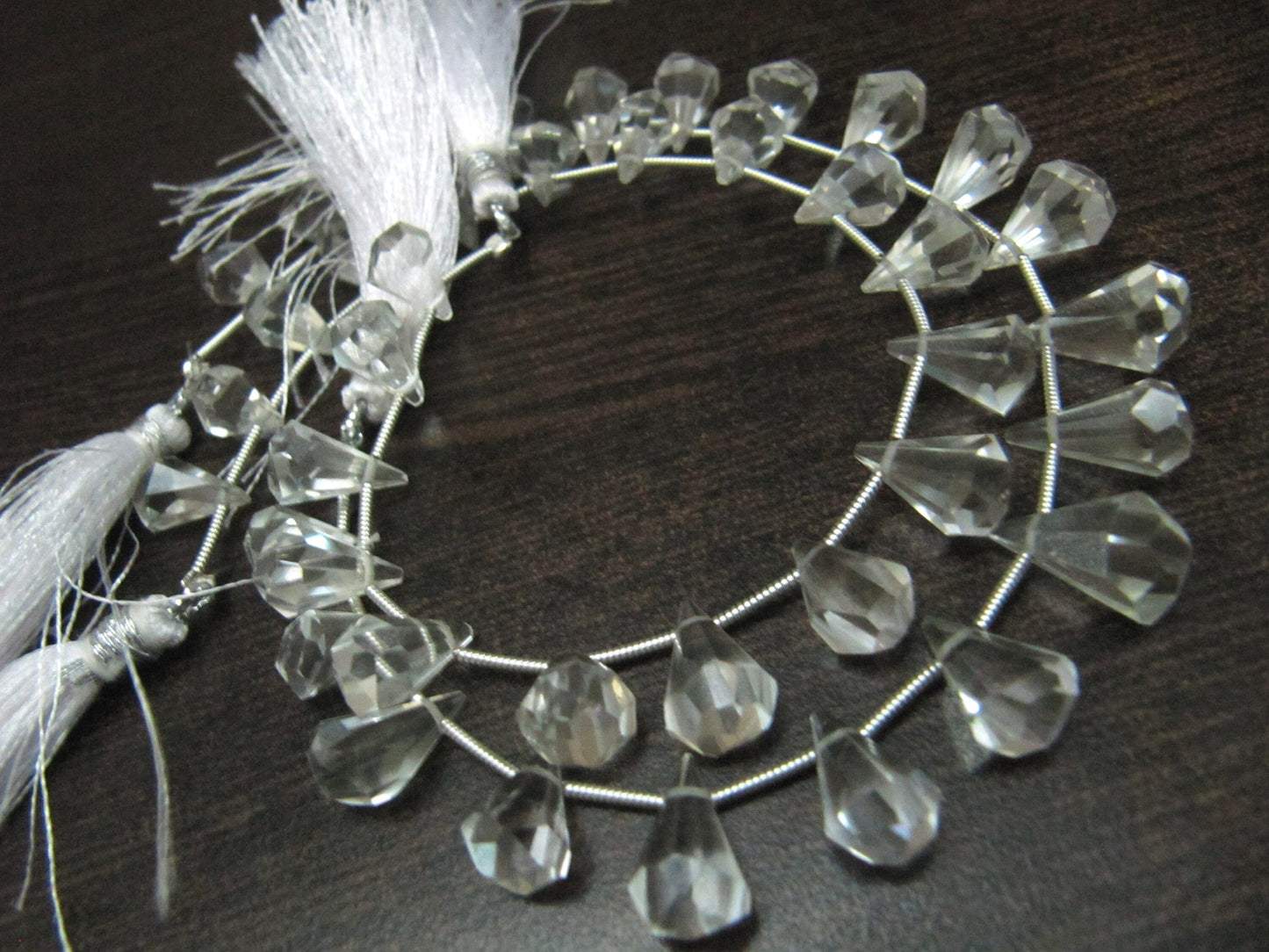 Natural Rock Crystal Quartz  Briolette Faceted Teardrop 6x10mm to 9x15mm Beads Sold per Strand 8 inches long Top Quality Beads