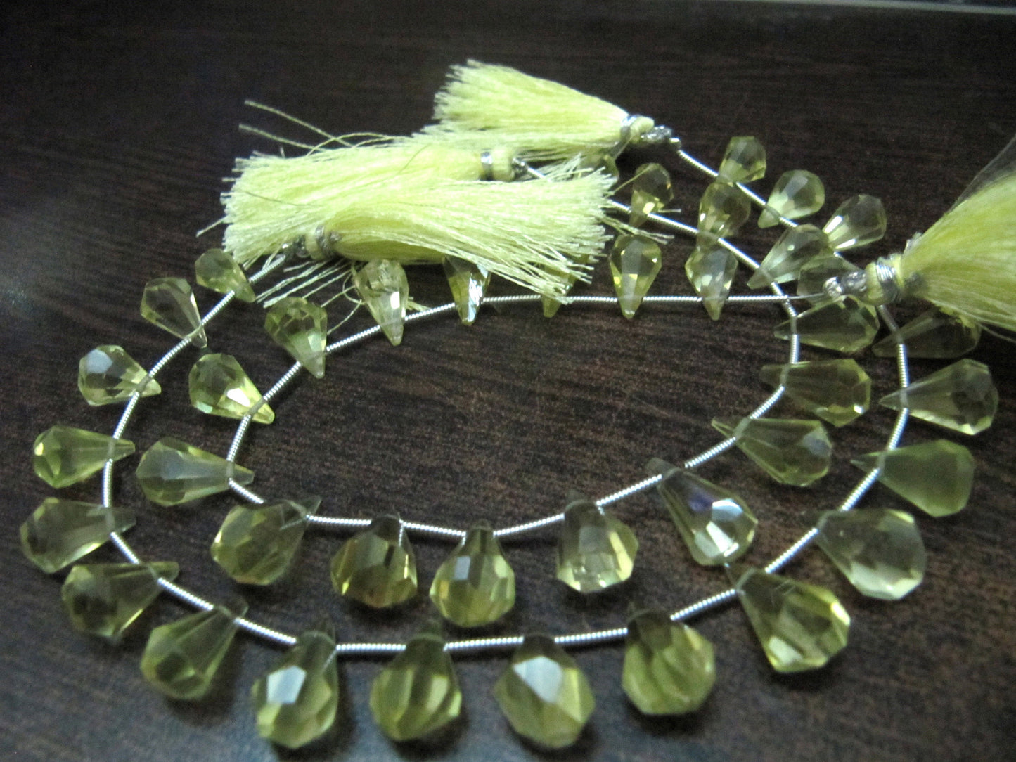 Natural Lemon Quartz  Briolette Faceted Teardrop 6x10mm to 9x15mm Beads Sold per Strand 8 inches long Top Quality Beads