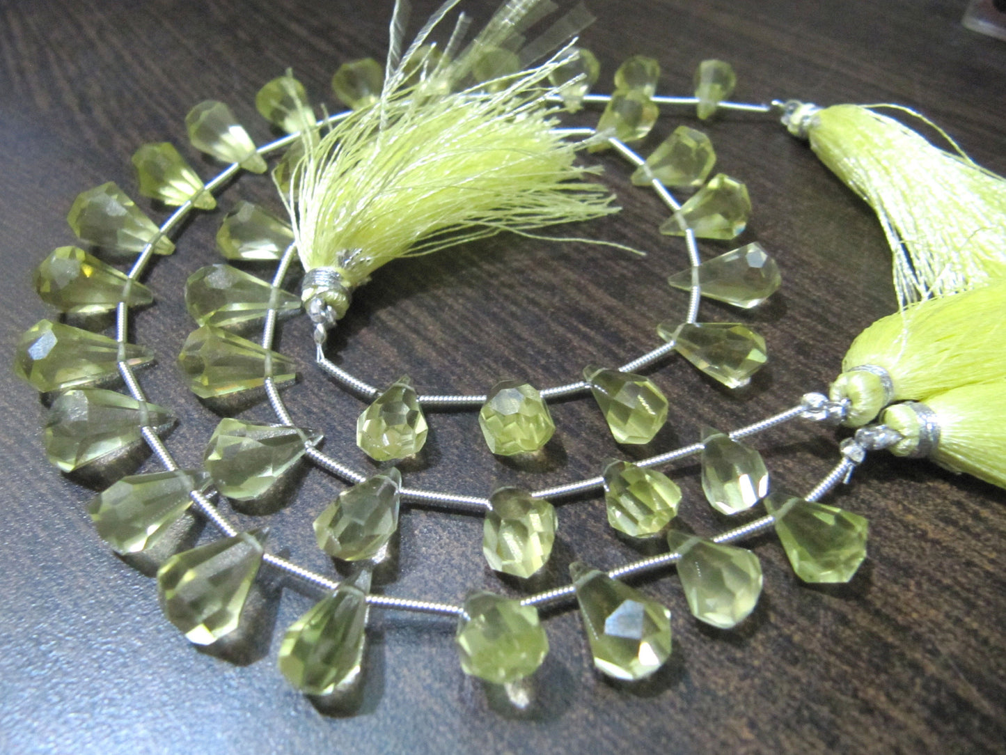 Natural Lemon Quartz  Briolette Faceted Teardrop 6x10mm to 9x15mm Beads Sold per Strand 8 inches long Top Quality Beads