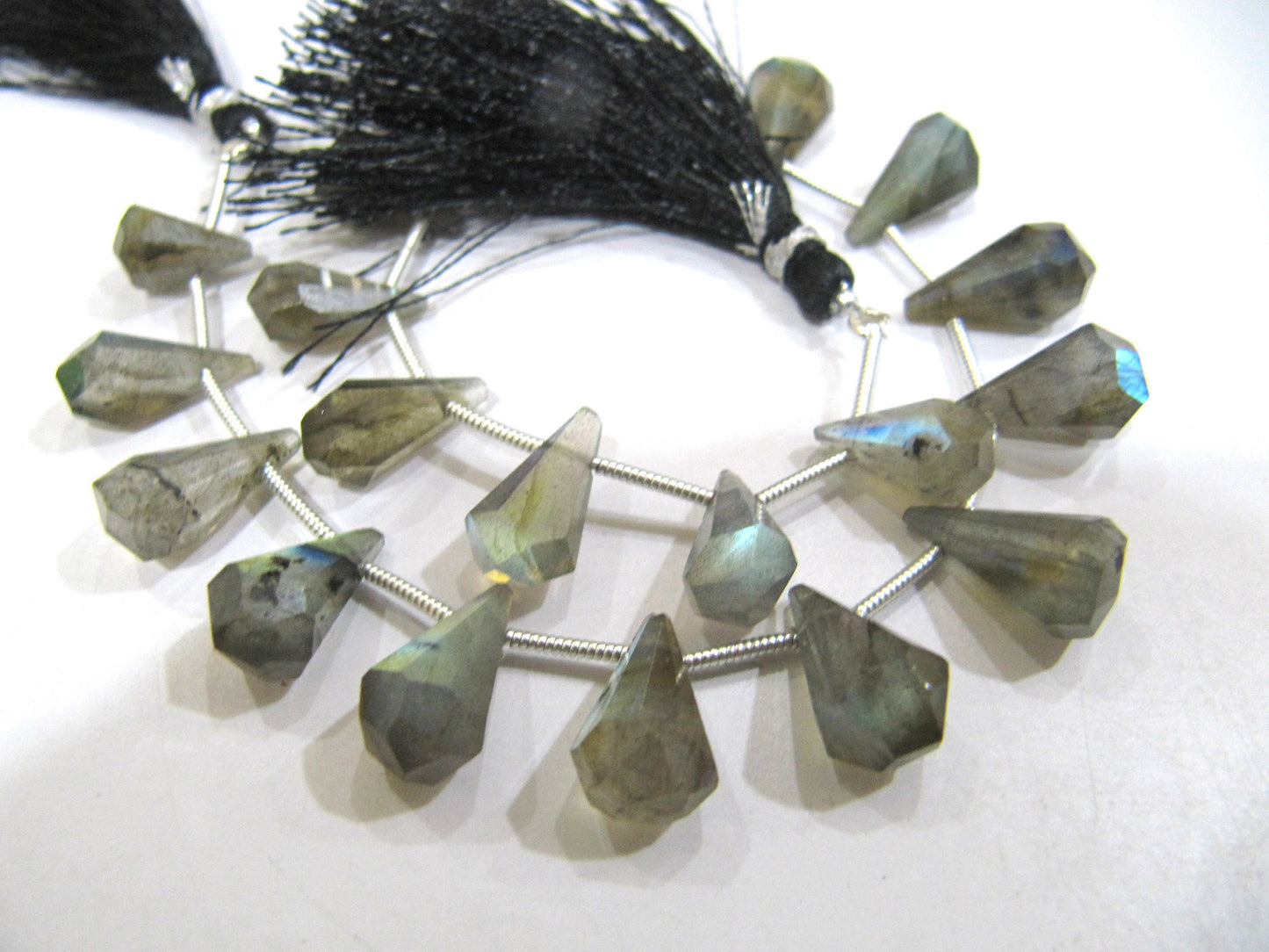 Natural Labradorite Blue Flashy  Briolette Faceted Teardrop 6x10mm to 9x15mm Beads Sold per Strand 8 inches long Top Quality Beads