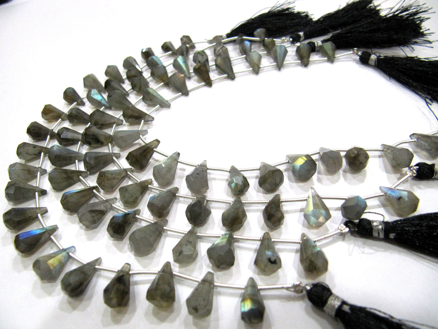 Natural Labradorite Blue Flashy  Briolette Faceted Teardrop 6x10mm to 9x15mm Beads Sold per Strand 8 inches long Top Quality Beads