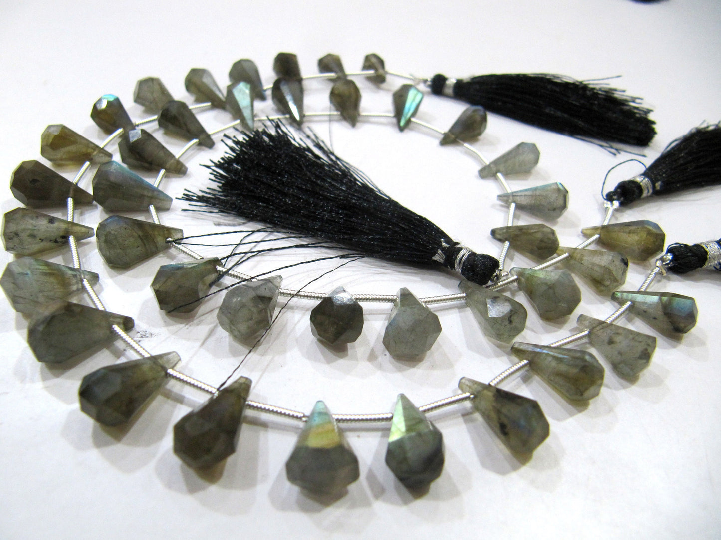 Natural Labradorite Blue Flashy  Briolette Faceted Teardrop 6x10mm to 9x15mm Beads Sold per Strand 8 inches long Top Quality Beads