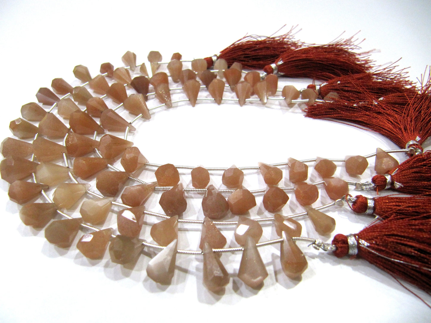 Natural Peach moonstone  Briolette Faceted Teardrop 6x10mm to 9x15mm Beads Sold per Strand 8 inches long Top Quality Beads