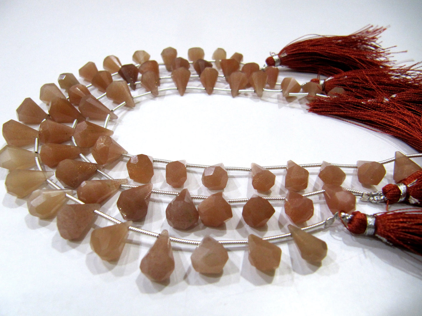 Natural Peach moonstone  Briolette Faceted Teardrop 6x10mm to 9x15mm Beads Sold per Strand 8 inches long Top Quality Beads