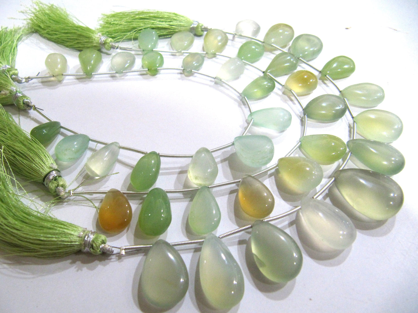 Natural Chalcedony Pear  Shape  Plain Smooth Beads Sold Per Strand 8 inches Long multi GemStone beads