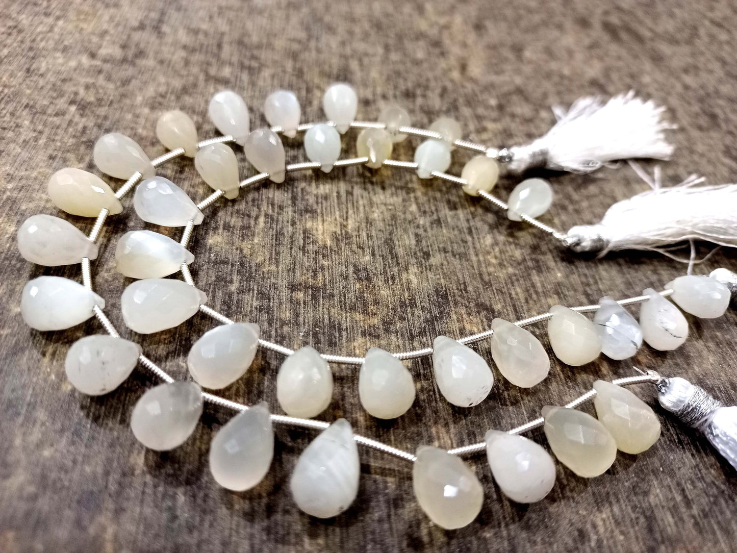 Natural White Rainbow Moonstone Tear Drop shape Briolette 8x12mm Beads Sold Per strand 8 Inches long Great quality Beads