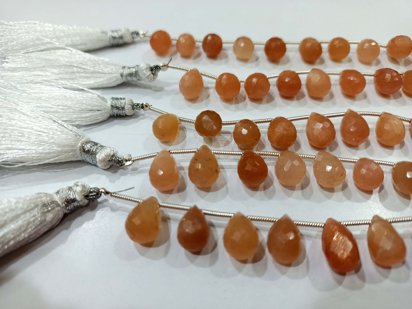 Natural Peach Moonstone Teardrop Briolette 8x12mm Beads Sold per Strand Great Quality Beads