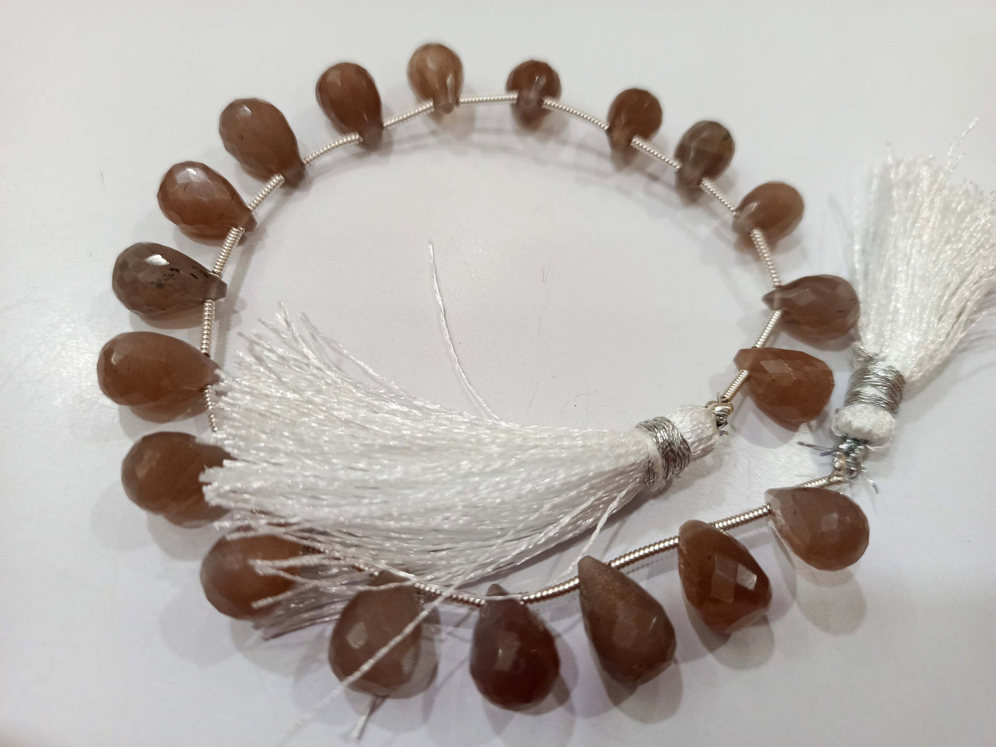 Natural Chocolate Moonstone Tear Drop Shape 8x12mm Briolette Faceted Beads Strand 8 Inches Long Moonstone pear Shape Beads