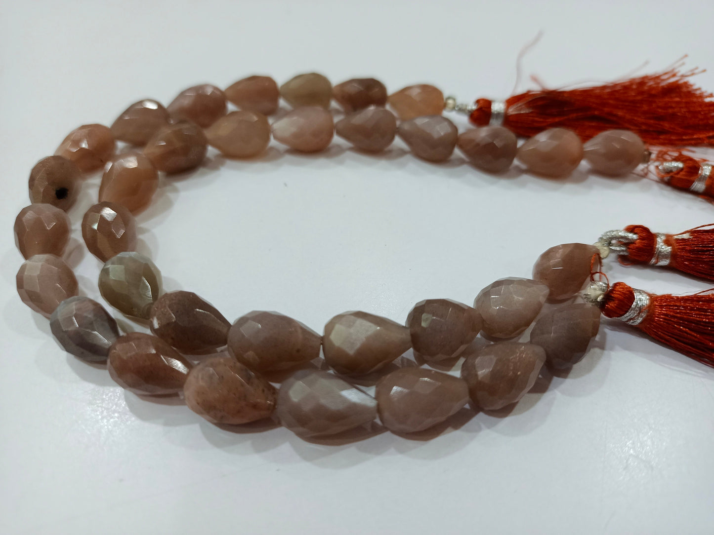 Natural Chocolate Moonstone Tear Drop Shape 7x12mm Briolette Faceted Beads Strand 8 Inches Long Moonstone Beads