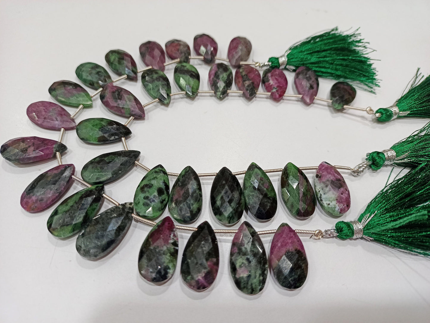 Natural ruby Zoisite Pear shape Briolette 10x20mm Faceted Gemstone Beads Sold Per Strand 8 Inches long Great Quality Beads