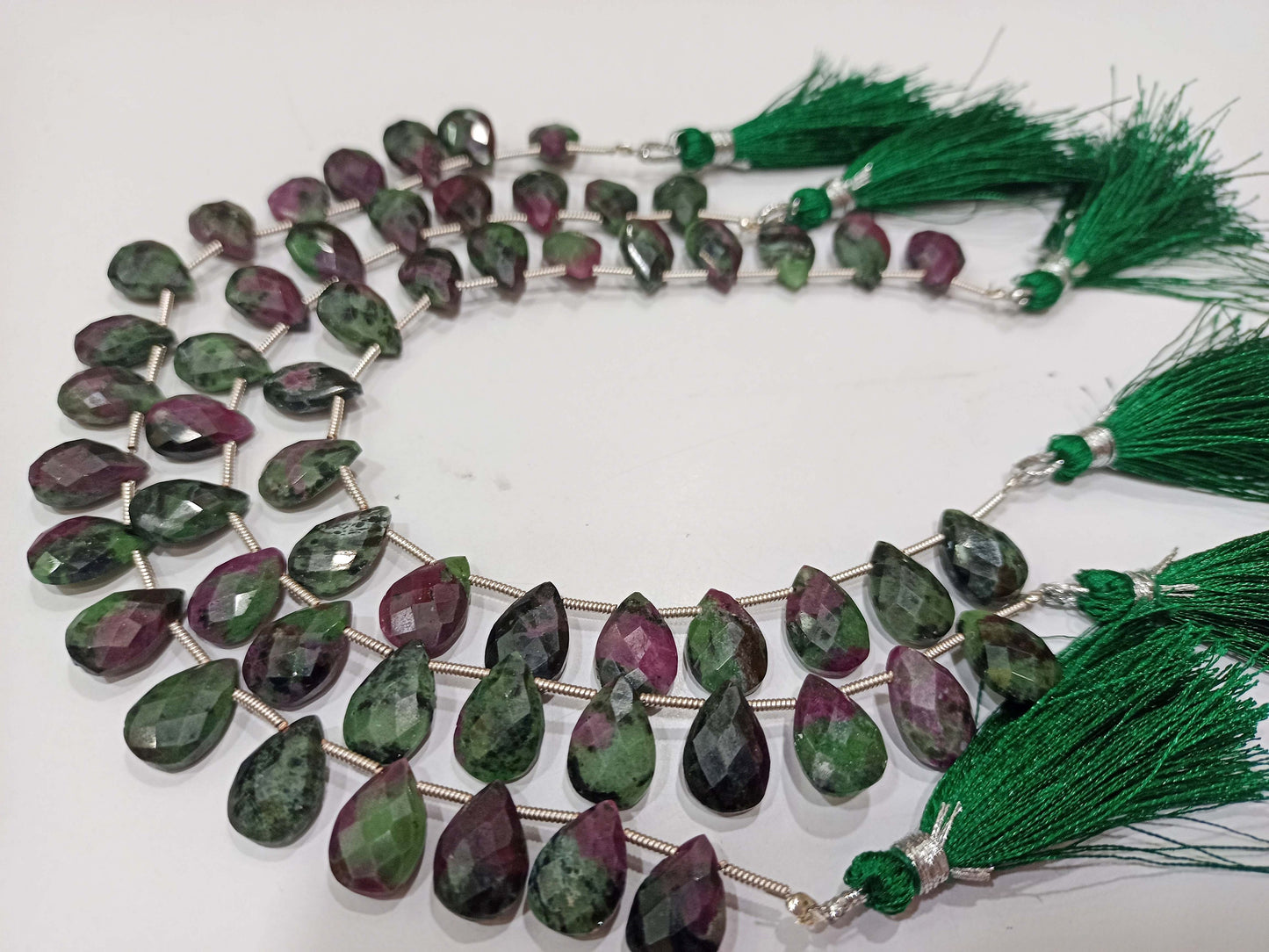 Natural Ruby Zoisite Pear shape BrioletteCFaceted Gemstone Beads Sold Per Strand 8 inches long Great Quality Beads