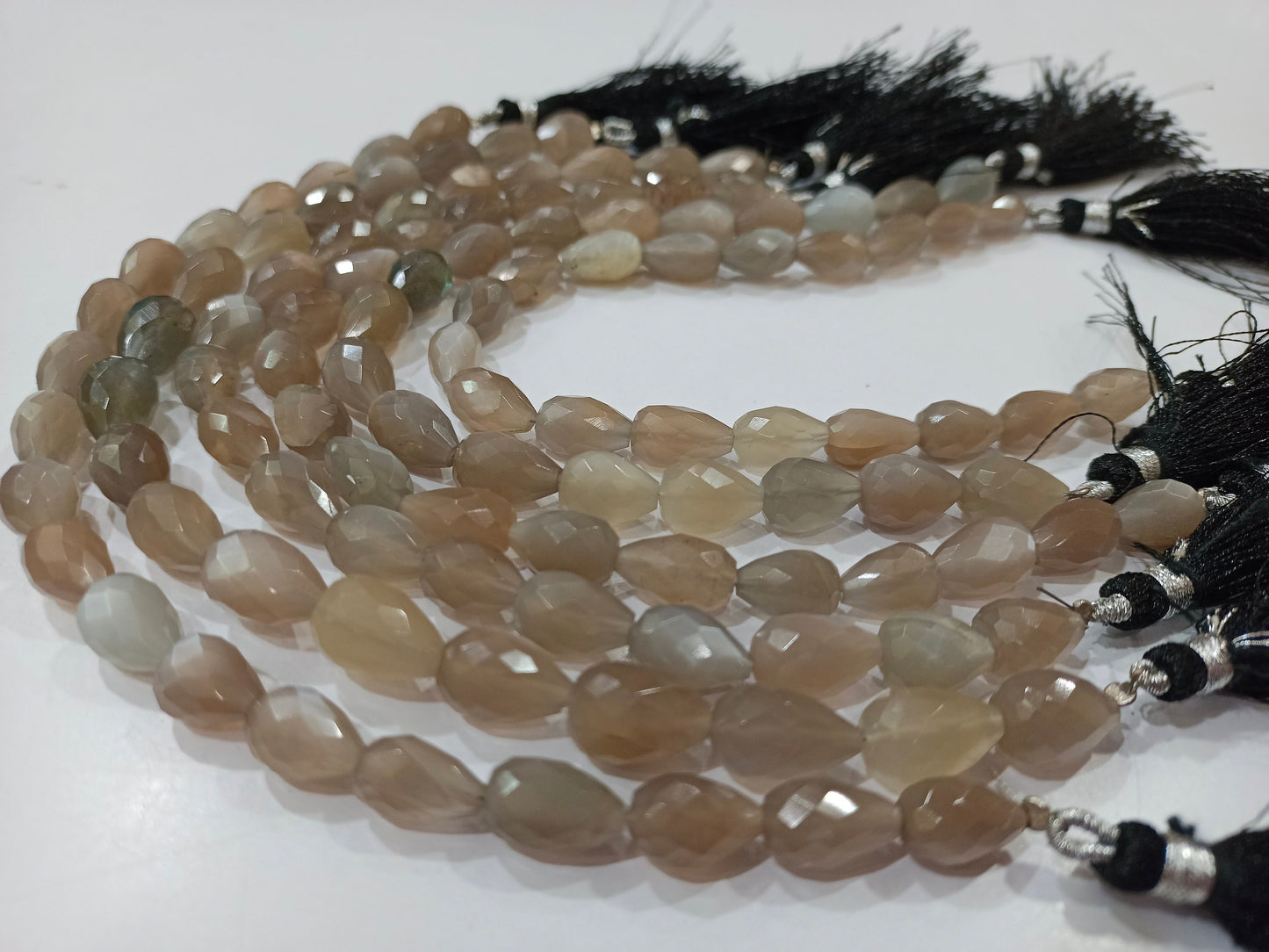 Natural Grey Moonstone Tear Drop shape Briolette 8x12mm Beads Sold Per strand 8 Inches long Great quality Beads