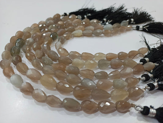 Natural Grey Moonstone Tear Drop shape Briolette 8x12mm Beads Sold Per strand 8 Inches long Great quality Beads