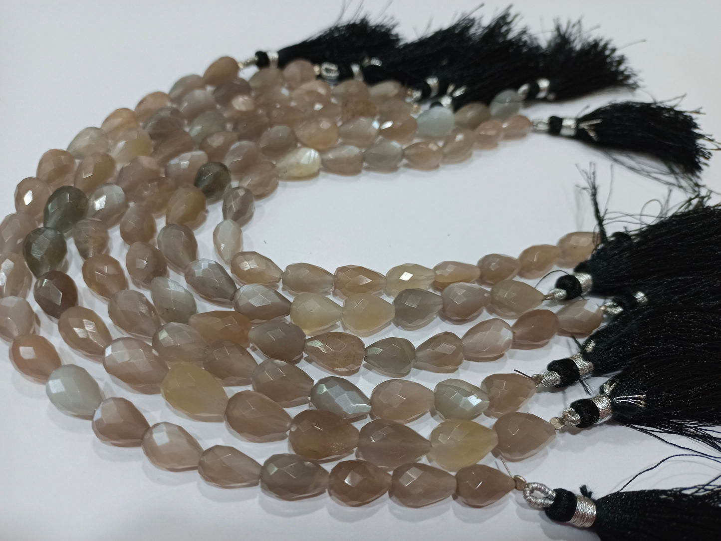 Natural Grey Moonstone Tear Drop shape Briolette 8x12mm Beads Sold Per strand 8 Inches long Great quality Beads