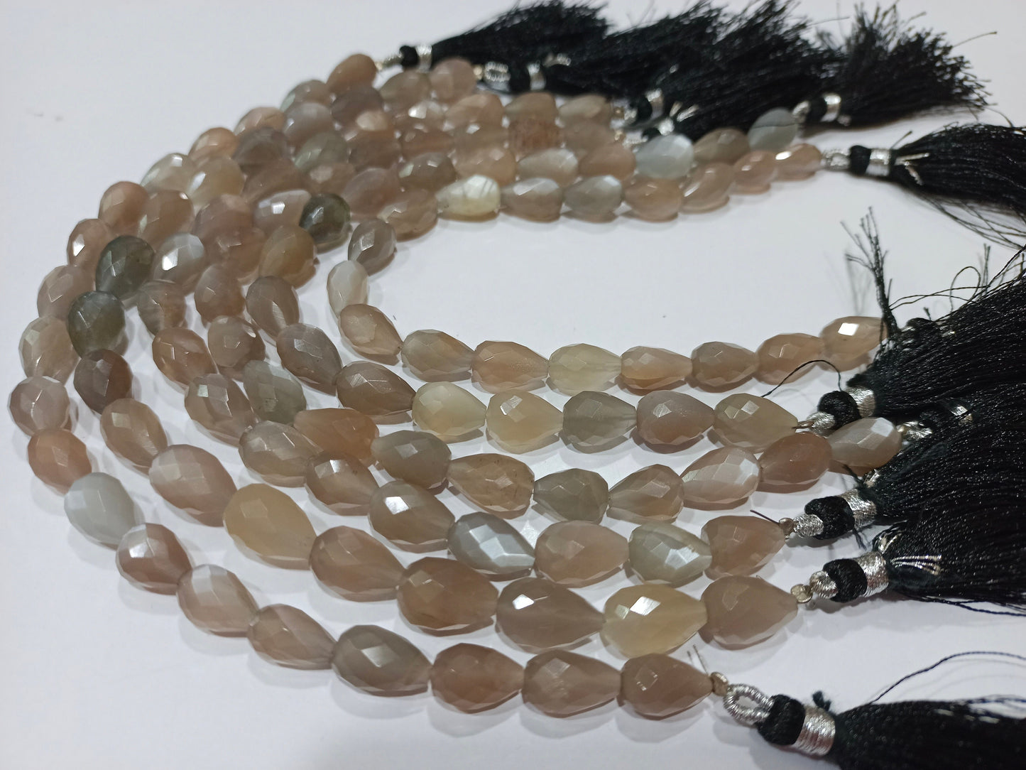 Natural Grey Moonstone Tear Drop shape Briolette 8x12mm Beads Sold Per strand 8 Inches long Great quality Beads