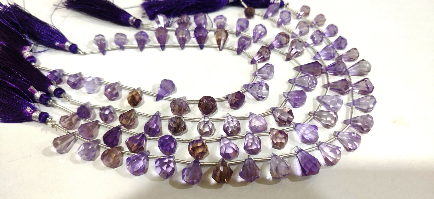 Natural Ametrine  Briolette Faceted Teardrop 6x10mm to 9x15mm Beads Sold per Strand 8 inches long Top Quality Beads