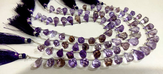 Natural Ametrine  Briolette Faceted Teardrop 6x10mm to 9x15mm Beads Sold per Strand 8 inches long Top Quality Beads