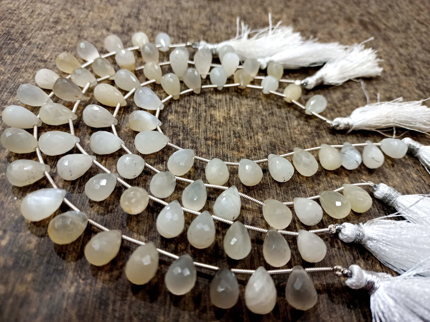 Natural White Rainbow Moonstone Tear Drop shape Briolette 8x12mm Beads Sold Per strand 8 Inches long Great quality Beads