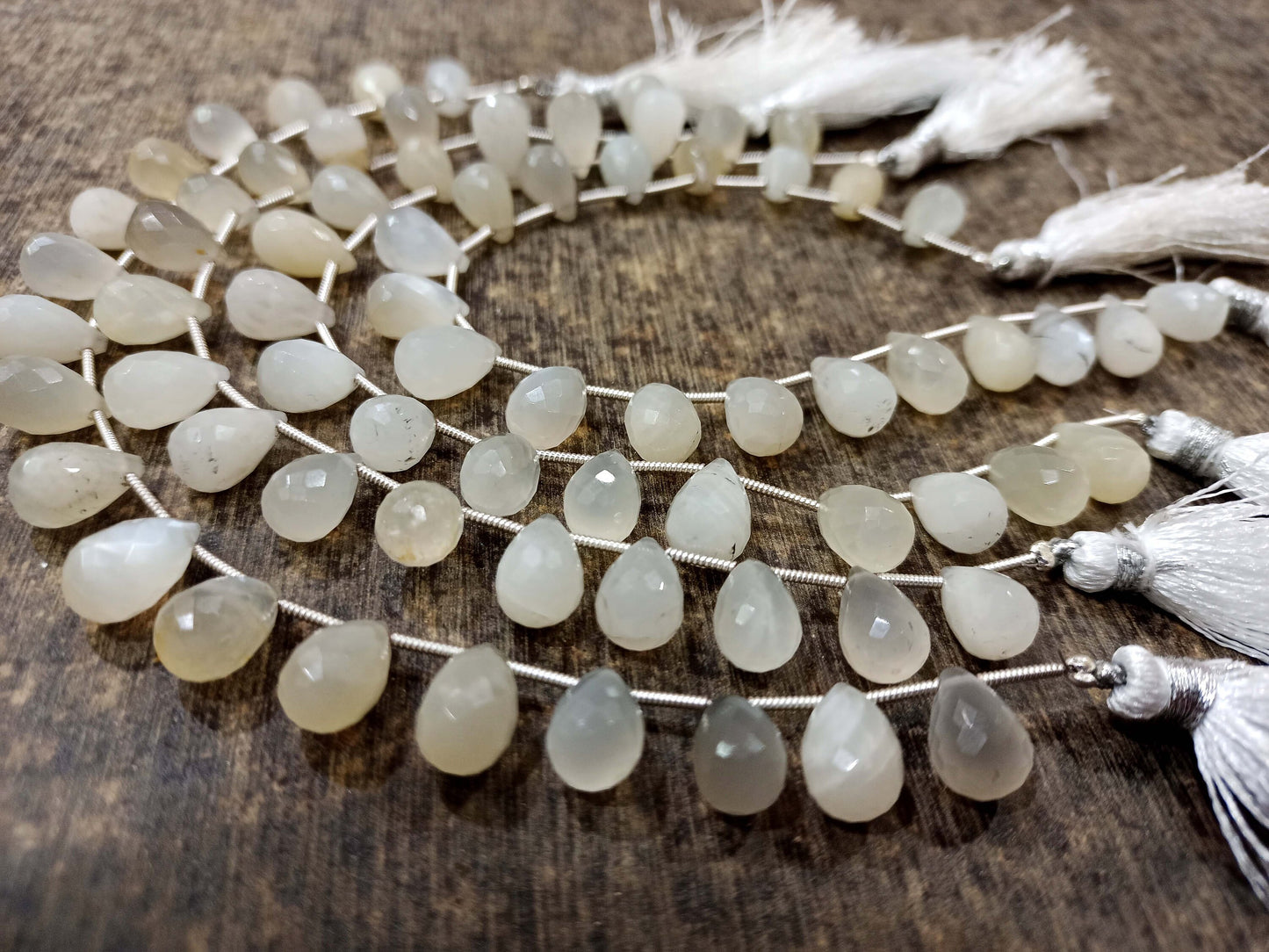 Natural White Rainbow Moonstone Tear Drop shape Briolette 8x12mm Beads Sold Per strand 8 Inches long Great quality Beads