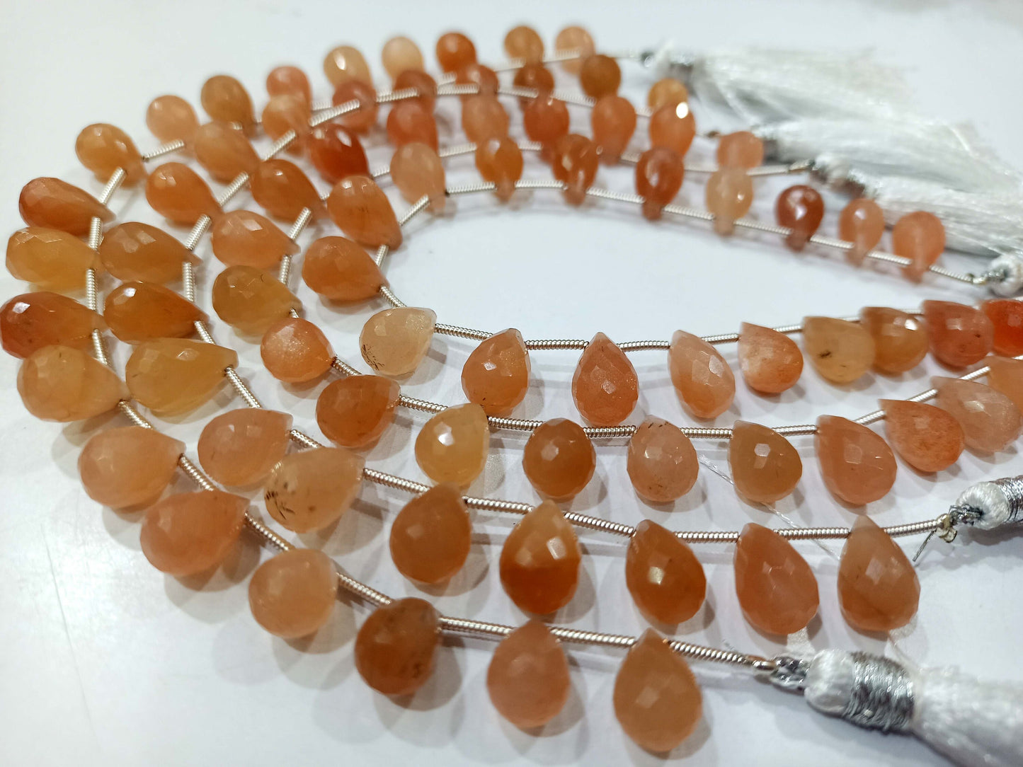 Natural Peach Moonstone Teardrop Briolette 8x12mm Beads Sold per Strand Great Quality Beads