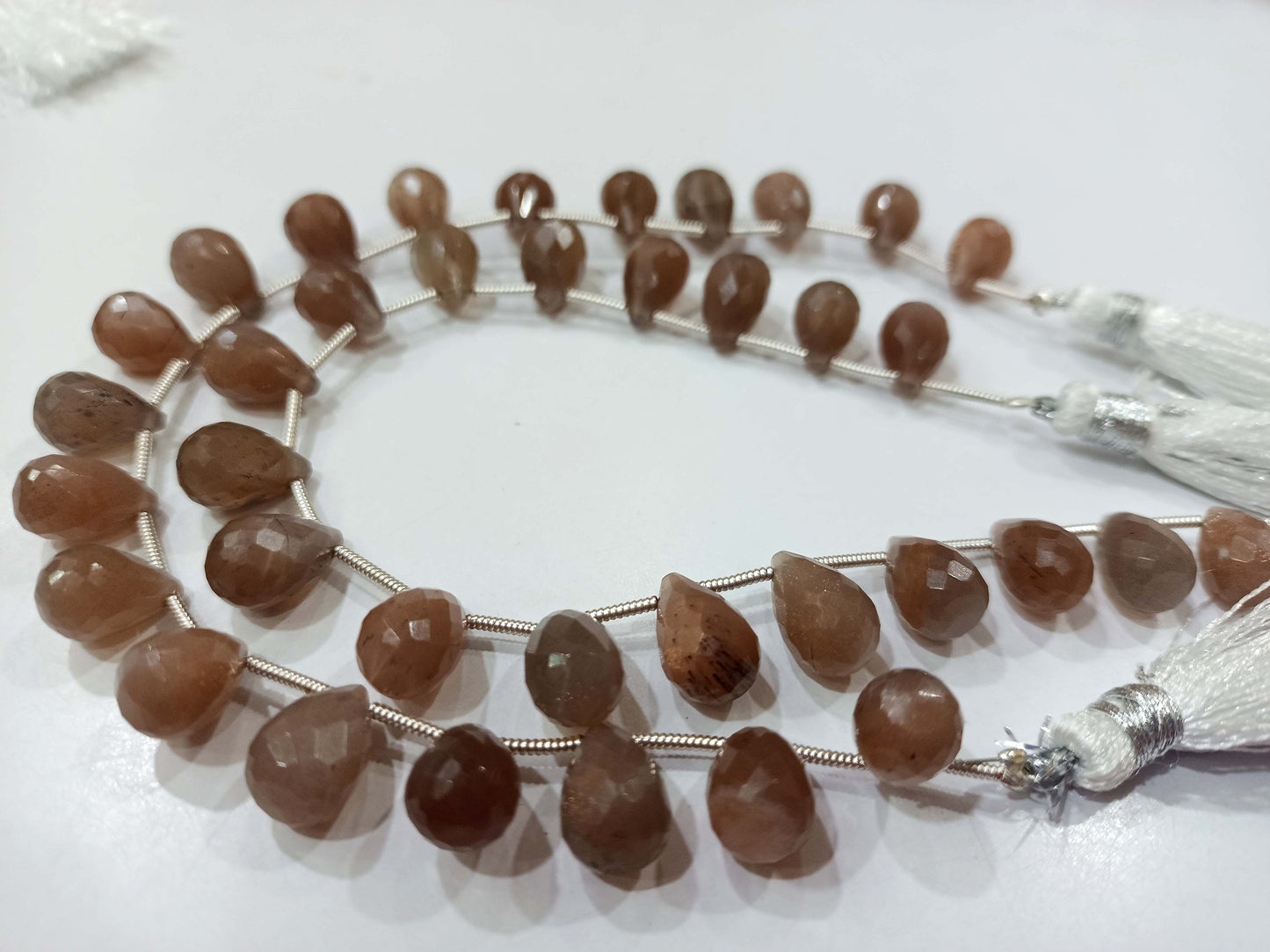 Natural Chocolate Moonstone Tear Drop Shape 8x12mm Briolette Faceted Beads Strand 8 Inches Long Moonstone pear Shape Beads