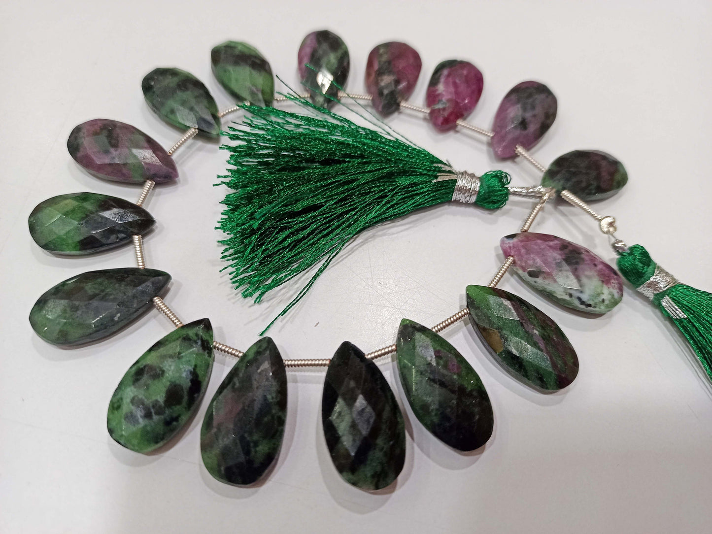 Natural ruby Zoisite Pear shape Briolette 10x20mm Faceted Gemstone Beads Sold Per Strand 8 Inches long Great Quality Beads