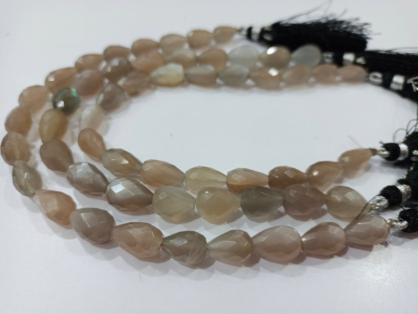 Natural Grey Moonstone Tear Drop shape Briolette 8x12mm Beads Sold Per strand 8 Inches long Great quality Beads