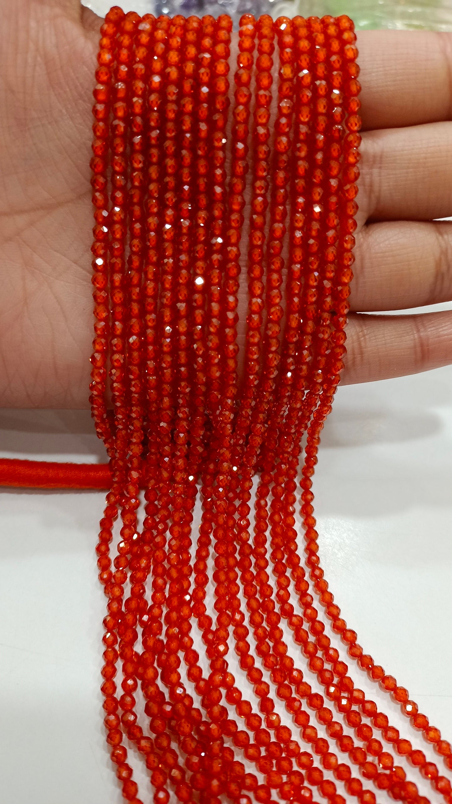 Cubic Zirconia CZ Round Faceted 3mm Beads Sold Per Strand 13 inches Long Choose the Color