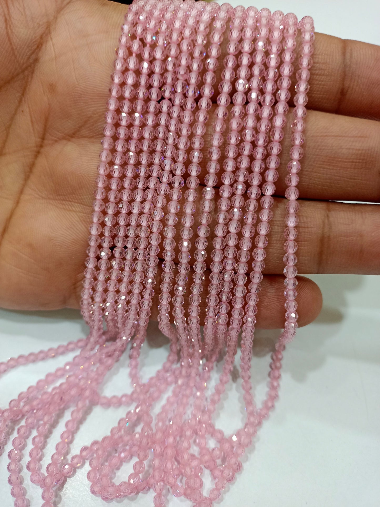 Cubic Zirconia CZ Round Faceted 3mm Beads Sold Per Strand 13 inches Long Choose the Color