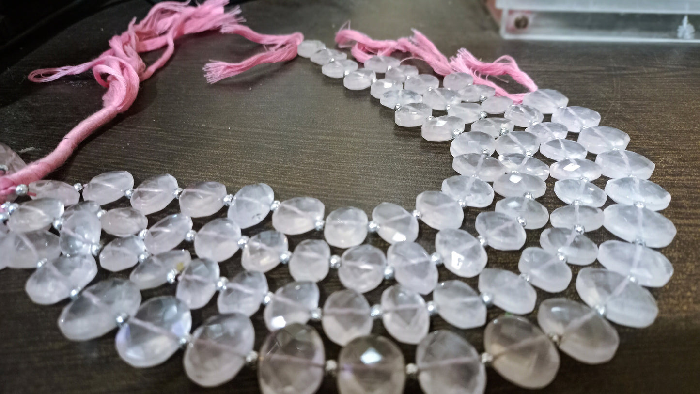Natural Rose Quartz Oval Shape Briolette 10x15mm Beads sold Per Strand 10 Inches Long
