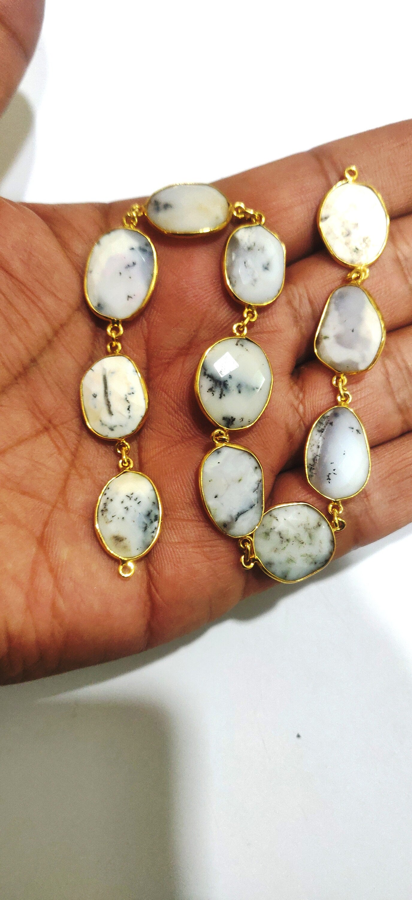Natural Dendritic Opal Free Shape Briolette Bezel Connector Chain 13 to 16 mm  Sold Per Foot High Quality Beads Wholesale prices