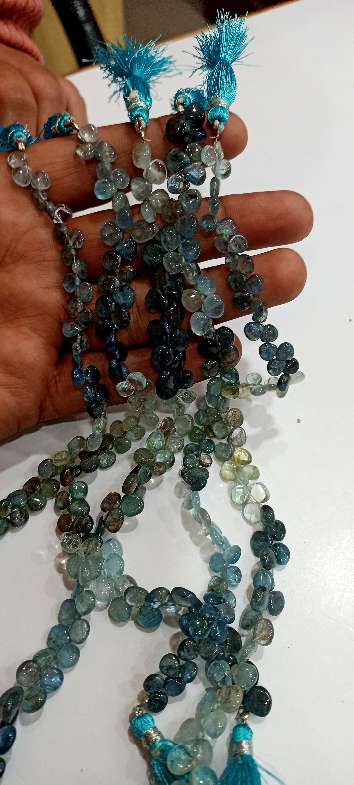 Natural Moss Aquamarine Heart Shape Plain Smooth Beads Sold Per Strand 9 Inches Long great quality Beads