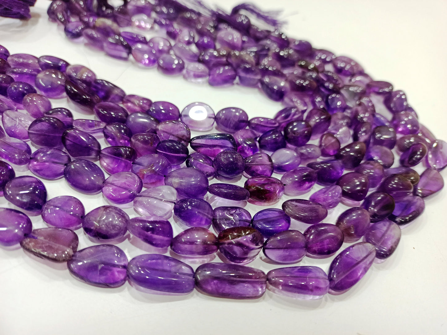 Natural Amethyst Free Shape Plain Smooth Tumbled Nugget 10to14mm Beads Sold Per Strand 18 Inches Long Great Quality Beads