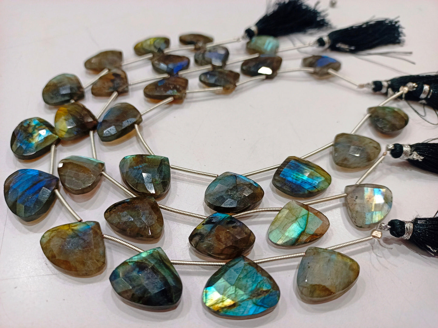 Natural Labradorite Briolette  Heart Shape 16-20mm Beads Sold Per strand 8 inches long Jewelry Making Beads