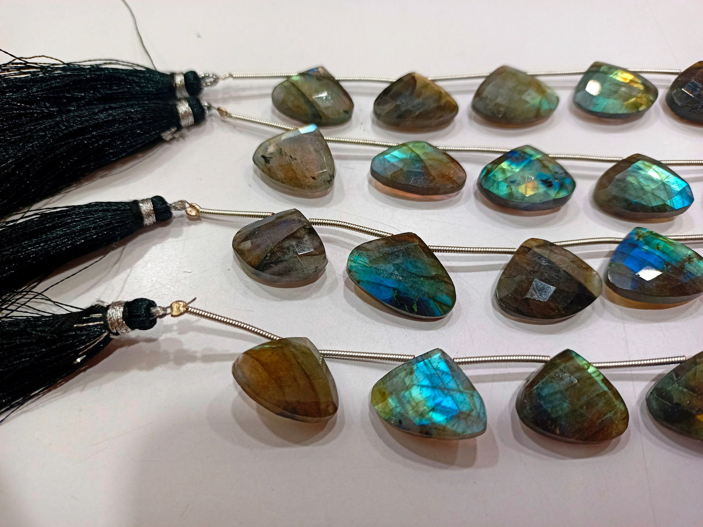 Natural Labradorite Briolette  Heart Shape 16-20mm Beads Sold Per strand 8 inches long Jewelry Making Beads
