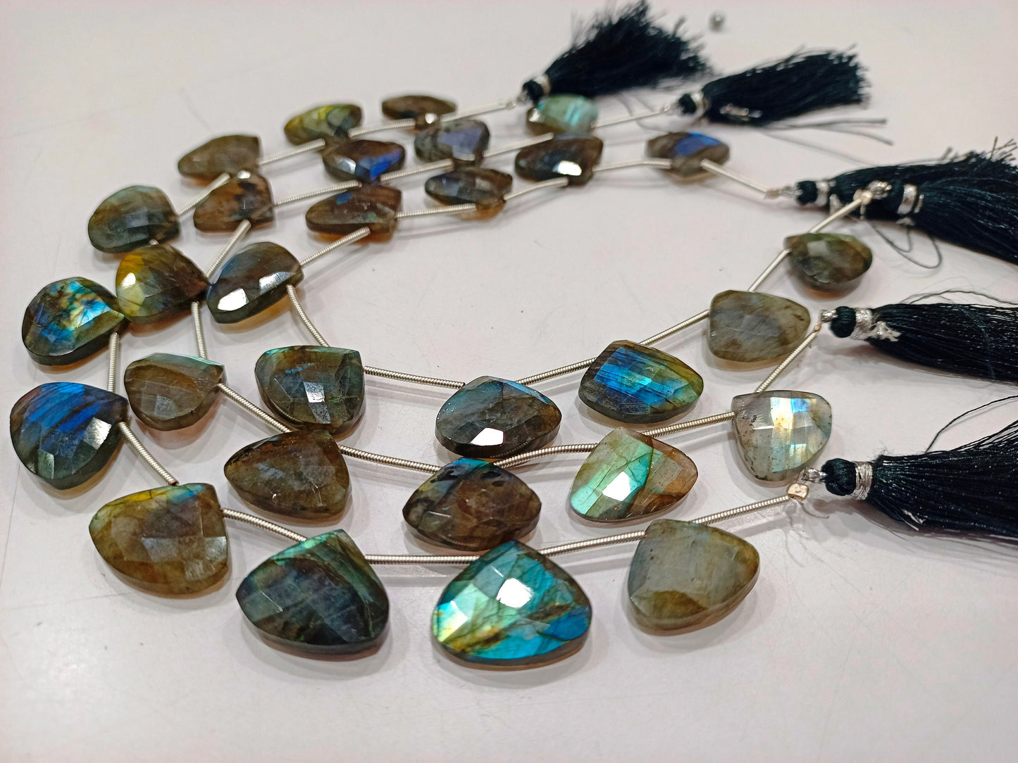 Natural Labradorite Briolette  Heart Shape 16-20mm Beads Sold Per strand 8 inches long Jewelry Making Beads