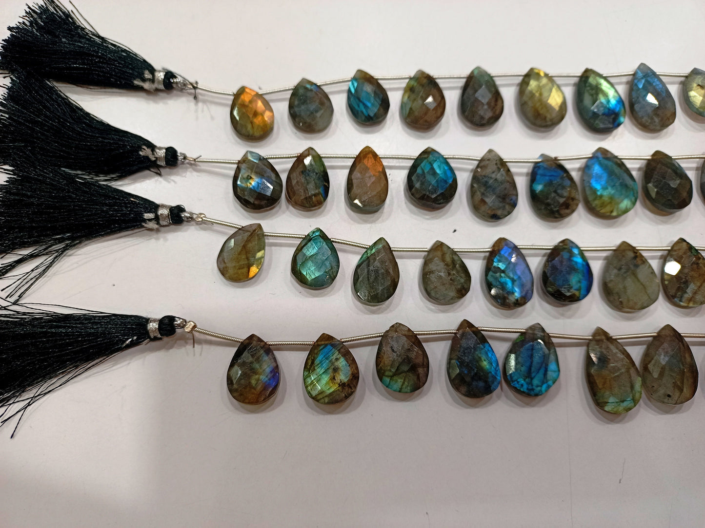 Natural Labradorite Pear heart Shape Briolette Beads sold Per strand 9 inches Long Great Quality Beads