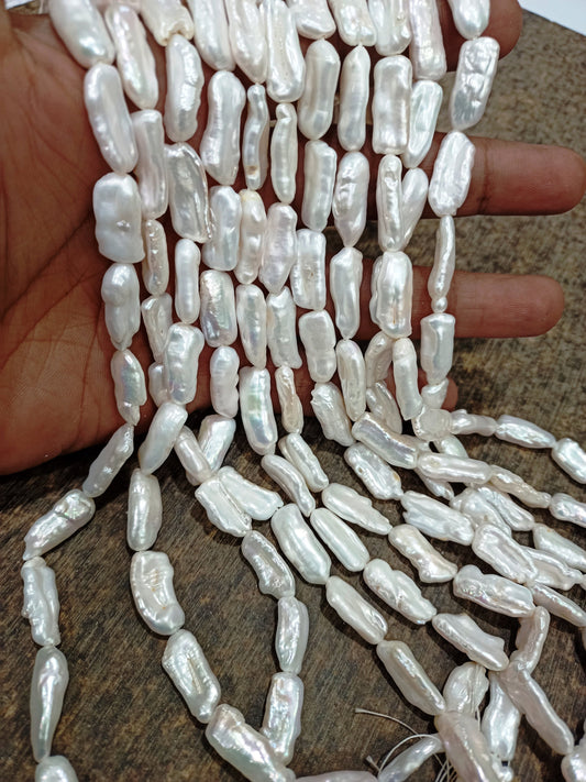 Natural Pearl Rectangle Nugget Shape 15 to 20mm Beads Sold Per Strand 16 inches long