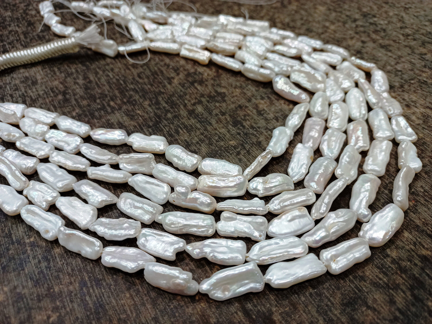 Natural Pearl Rectangle Nugget Shape 15 to 20mm Beads Sold Per Strand 16 inches long