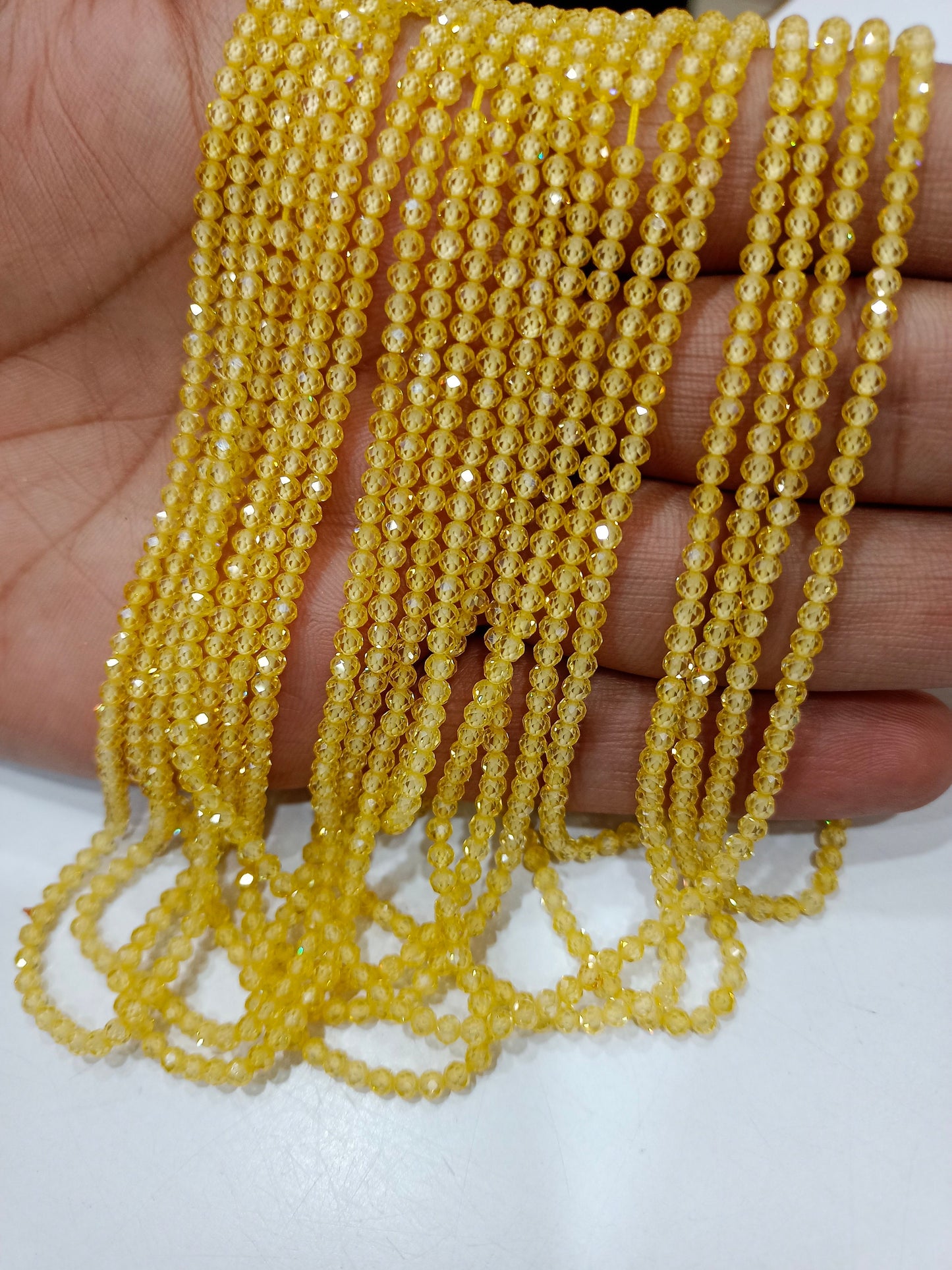 Cubic Zirconia CZ Round Faceted 3mm Beads Sold Per Strand 13 inches Long Choose the Color