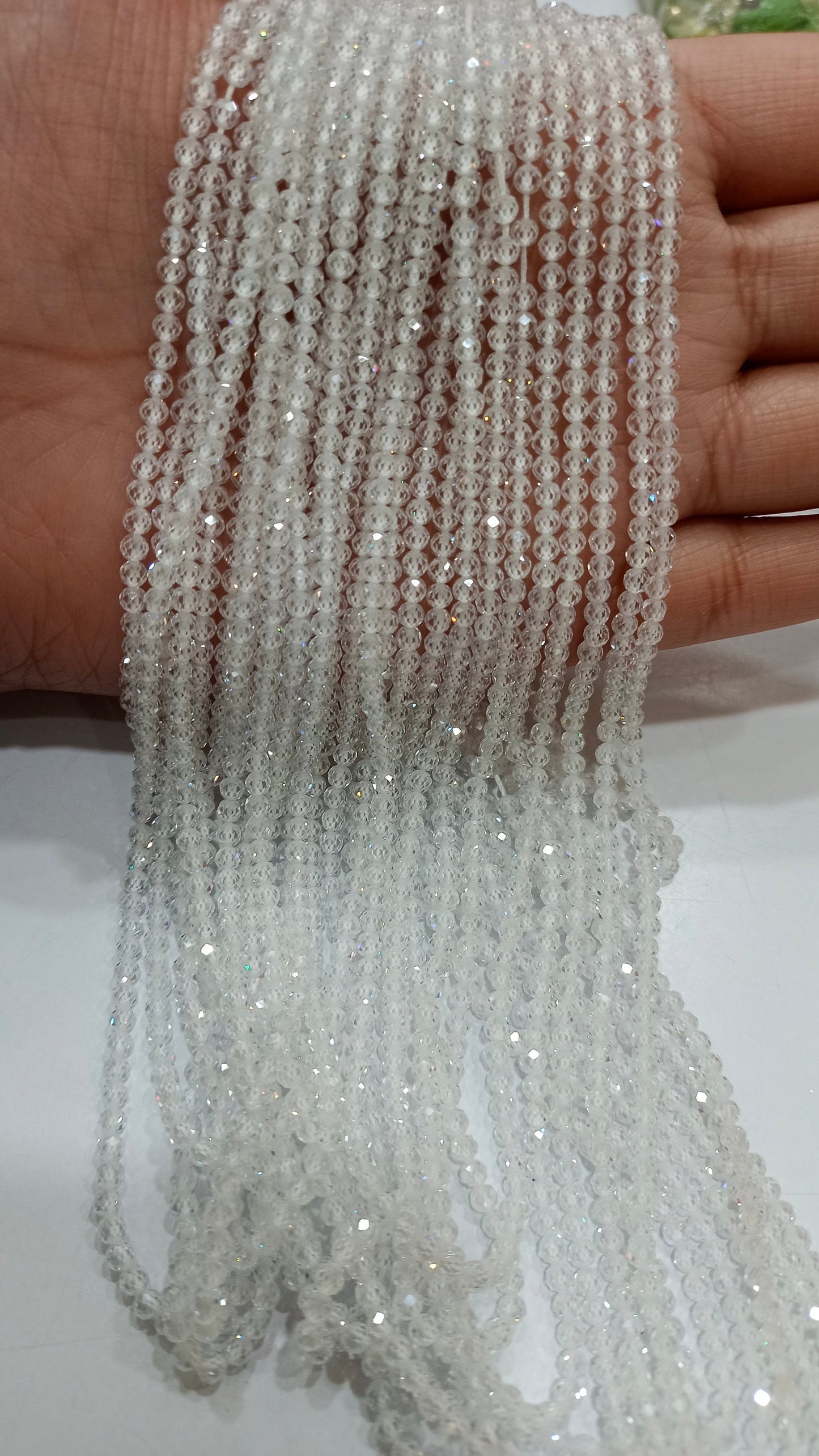 Cubic Zirconia CZ Round Faceted 3mm Beads Sold Per Strand 13 inches Long Choose the Color
