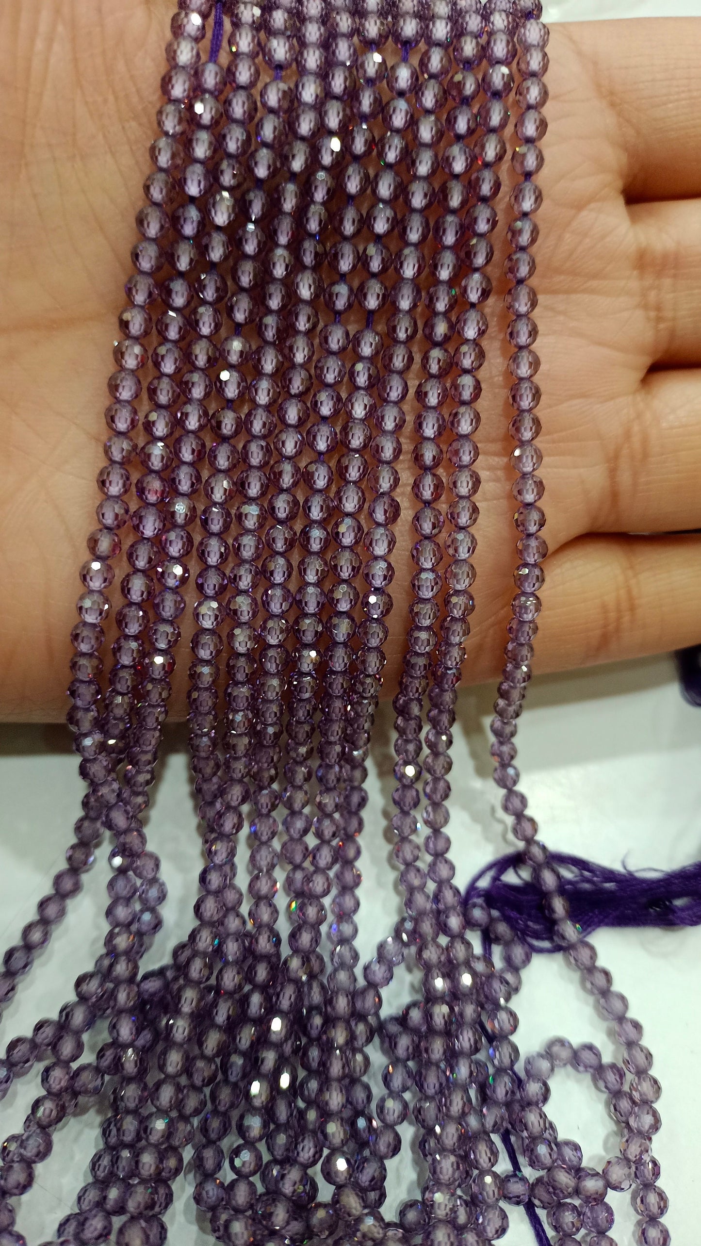 Cubic Zirconia CZ Round Faceted 3mm Beads Sold Per Strand 13 inches Long Choose the Color