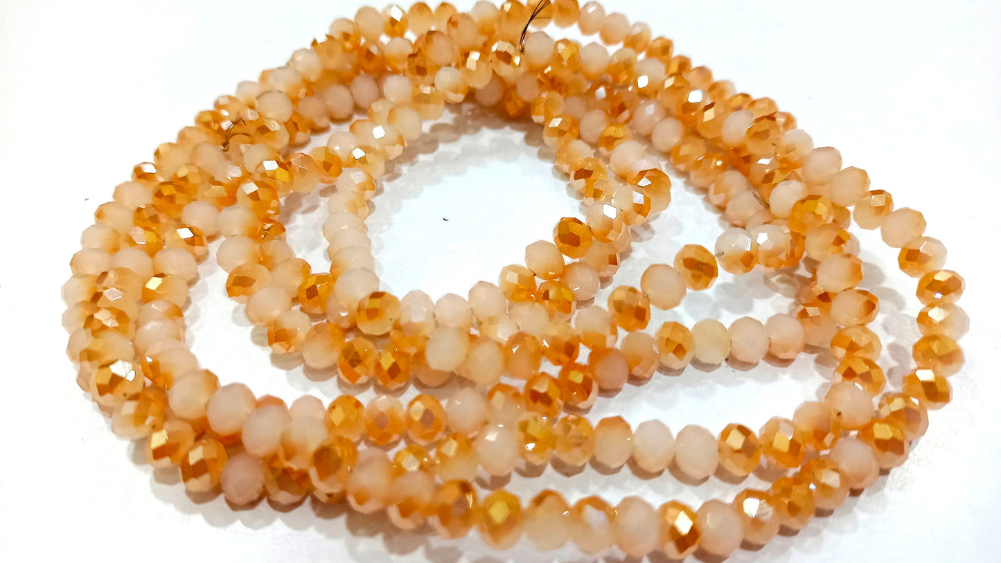 Sunstone 6mm Rondelle Faceted Hydro Quartz beads Sold Per Strand of 100 Beads