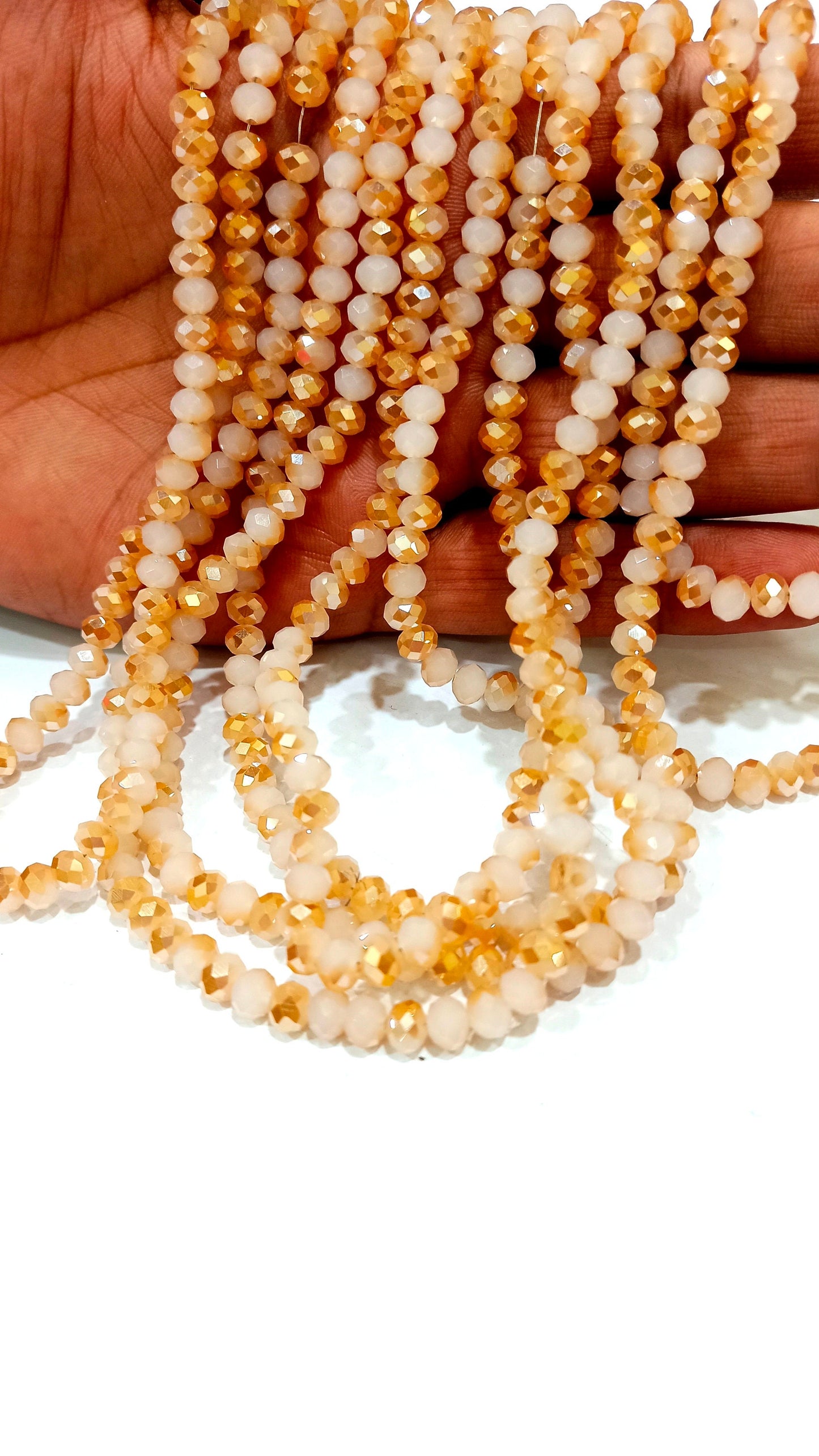 Sunstone 6mm Rondelle Faceted Hydro Quartz beads Sold Per Strand of 100 Beads