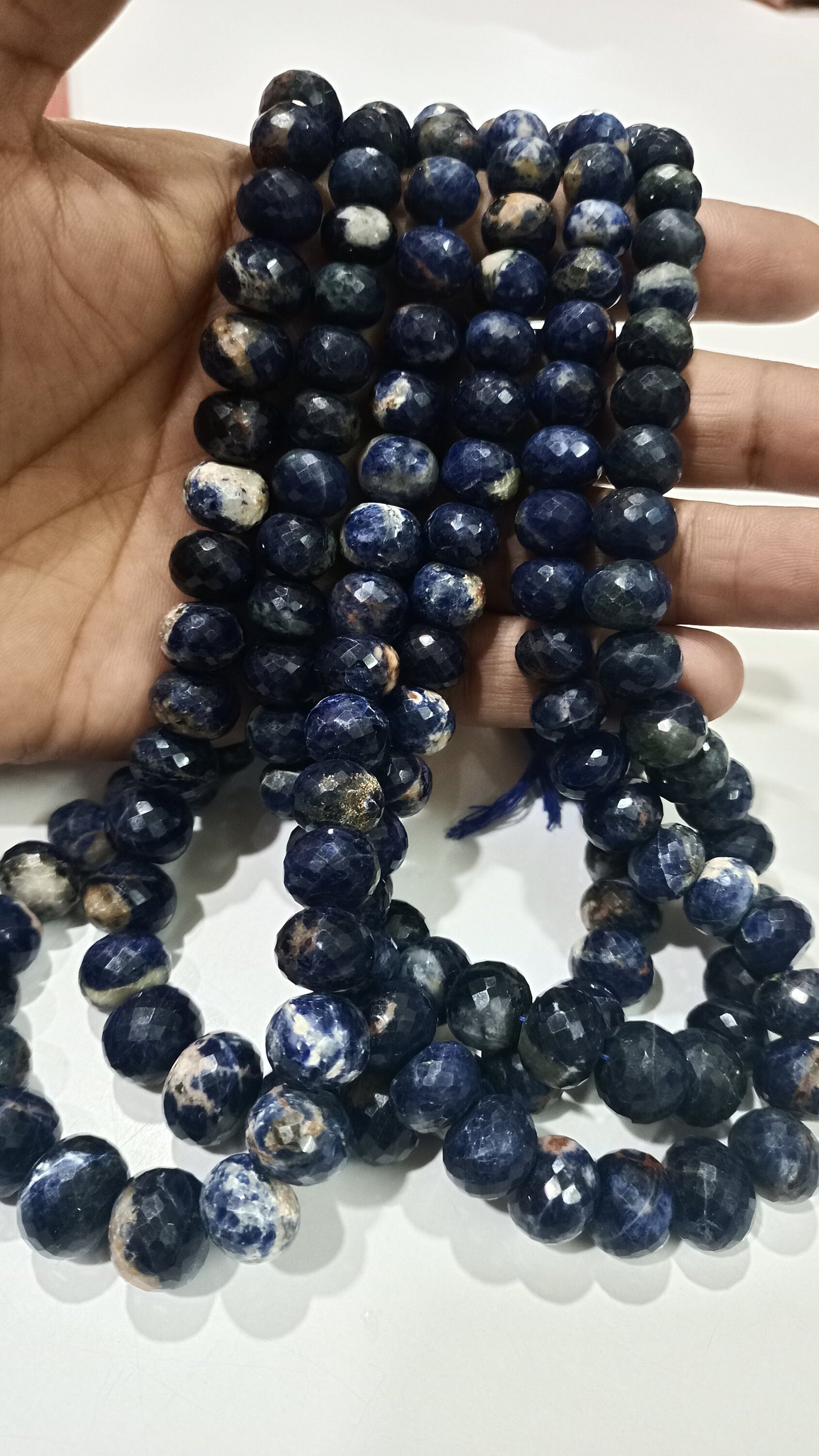 Natural sodalite Gemstone Rondelle Faceted 9 to 14mm Beads Sold Per strand 8 inches Long Great Quality Beads