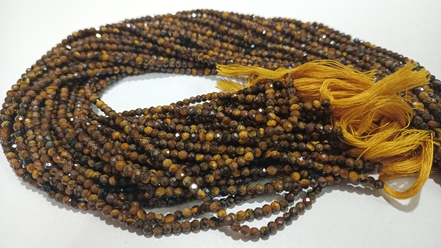 Natural Tiger Eye Rondelle Faceted Beads 3mm Brown Color Beads Sold per Strand 13 Inches long Top Quality Jewelry making Beads