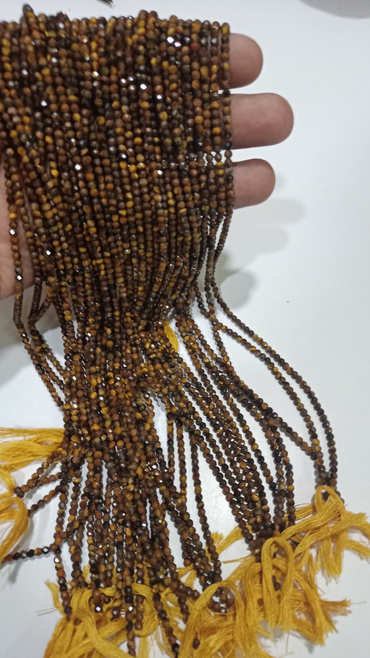 Natural Tiger Eye Rondelle Faceted Beads 3mm Brown Color Beads Sold per Strand 13 Inches long Top Quality Jewelry making Beads