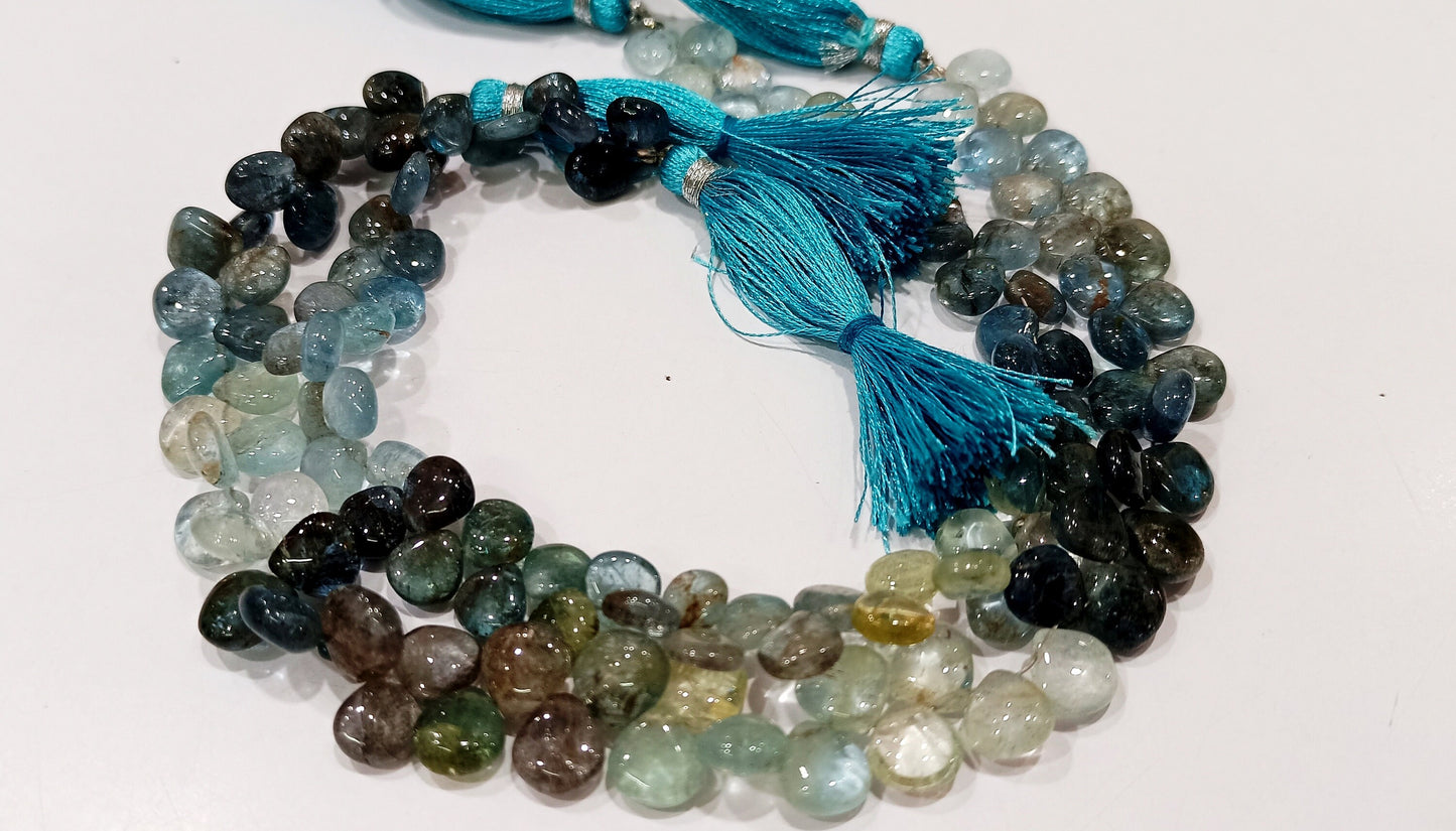 Natural Moss Aquamarine Heart Shape Plain Smooth Beads Sold Per Strand 9 Inches Long great quality Beads